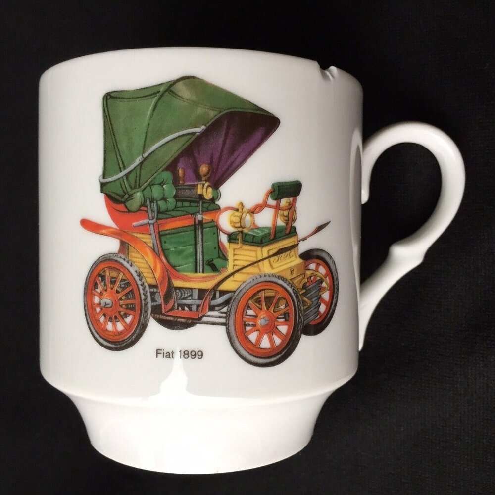 Bavaria Schumann Arzberg Germany Fiat 1899 Car Dion Bouton Coffee Mug Cup Vtg